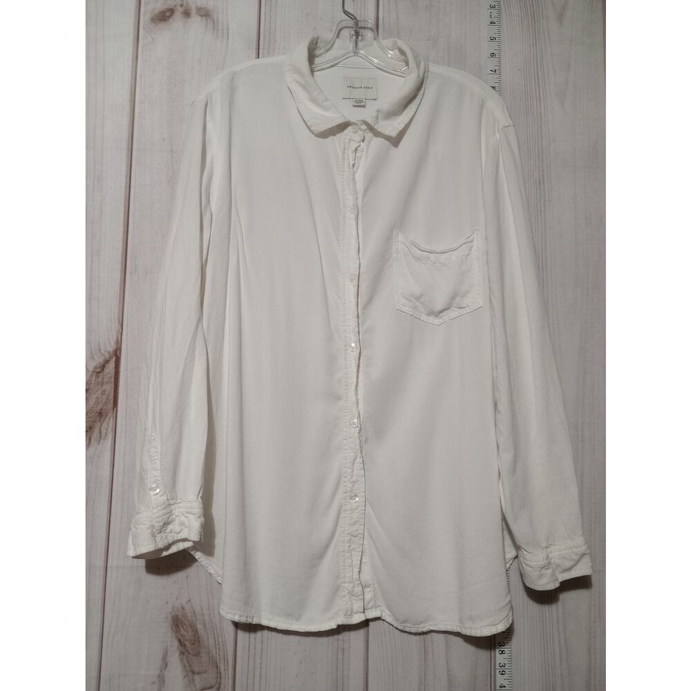 American Eagle Shirt Mens XL Linen Blend Button Up Long Sleeve Pocket Lightweigh